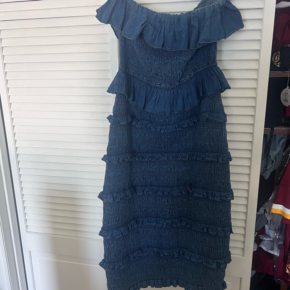 Cleobella Strapless Denim Blue Dress